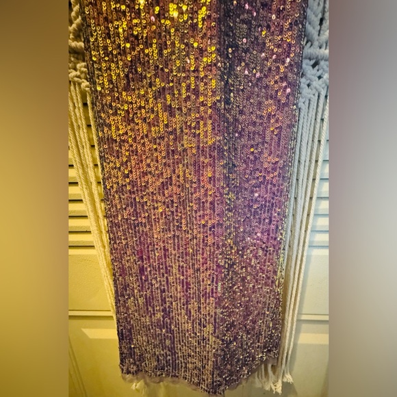 FREE PEOPLE Intimately Gold Rush Sequined Mini Dress in Purple Sz Small - Picture 4 of 11